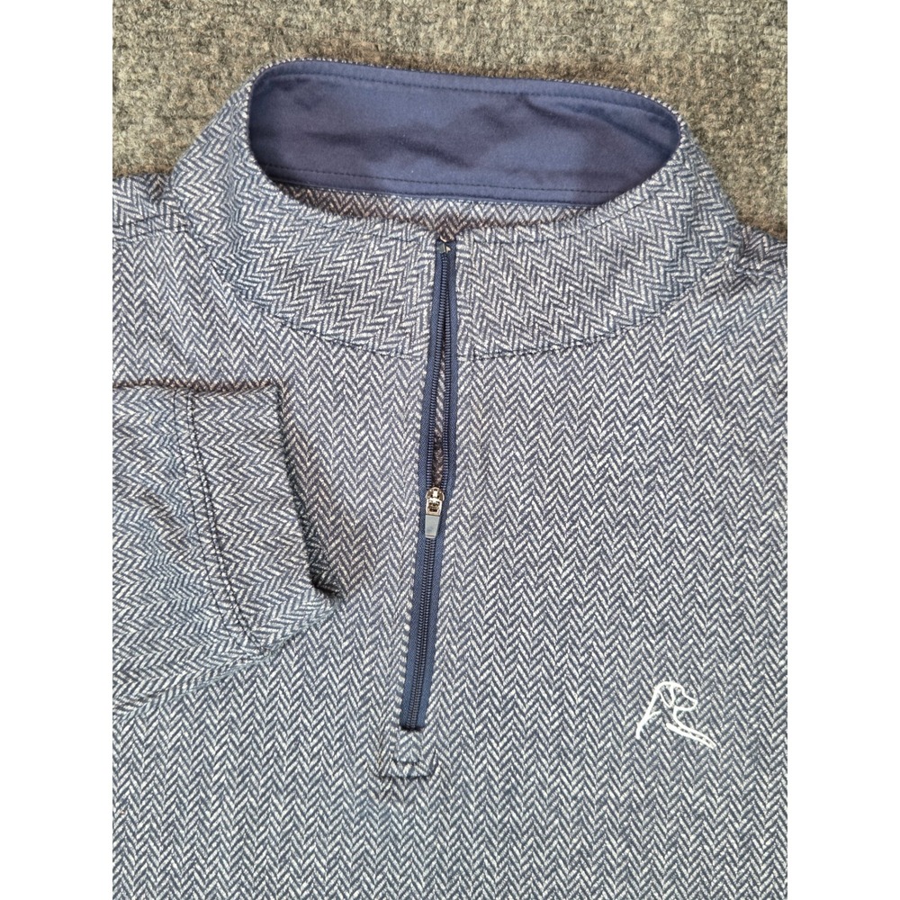 Rhoback Herringbone Quarter Zip Pullover Mens L Blue Performance Stretch